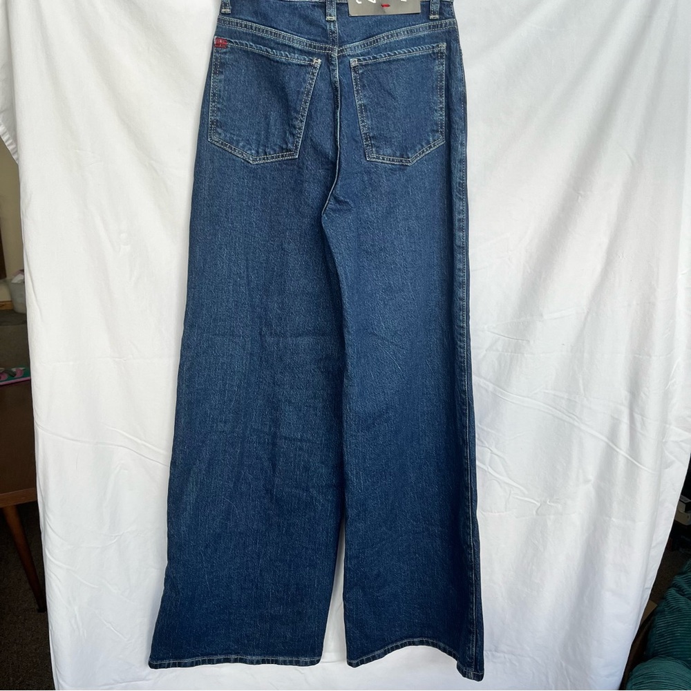 BCBG wide leg dark jeans, size 24